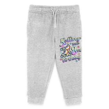 Rolling Into 8th Birthday Roller Skater Inline - Kids Organic Sweatpants by Stanley/Stella - heather grey - Front