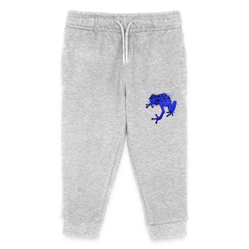 Frosch Zeichnung - Blauer Pfeilgiftfrosch - Kinder Organic Jogginghose Mini Mover von Stanley/Stella - Grau meliert - Vorne