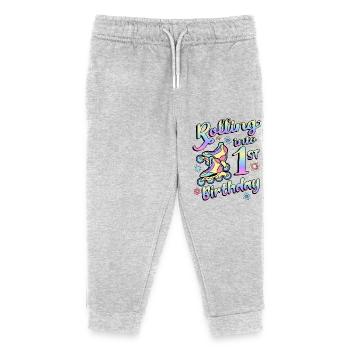 Rolling Into 1st Birthday Roller Skater Inline - Pantalon de jogging enfant bio Stanley/Stella - gris chiné - Devant