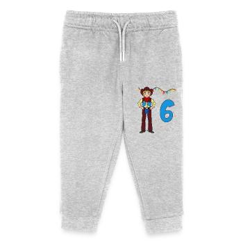 Mit Cowboy - Jungs Geburtstag 6 Jahre - Kinder Organic Jogginghose Mini Mover von Stanley/Stella - Grau meliert - Vorne