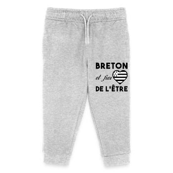 Bretagne - Breton et fier de l'être Fierté région - Pantalon de jogging enfant bio Stanley/Stella - gris chiné - Devant