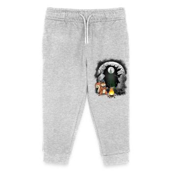Fire Campfire Forest Dwellers Squirrel Moon - Kids Organic Sweatpants by Stanley/Stella - heather grey - Front