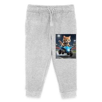 Speedy Whiskers - Racing Trolley on ATV Speedy - Kids Organic Sweatpants by Stanley/Stella - heather grey - Front