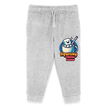 Süßer Marshmallow Tasse mit Kakao und Strohalm - Kinder Organic Jogginghose Mini Mover von Stanley/Stella - Grau meliert - Vorne