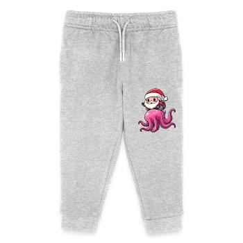 Méduse Père Noël dessin animé - Pantalon de jogging enfant bio Stanley/Stella - gris chiné - Devant