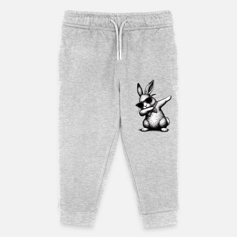 Floss Dance Bunny - Kids Organic Sweatpants by Stanley/Stella - heather grey