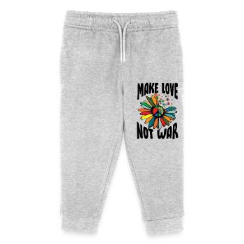 Make Love Not War Flowerpower Hippie - Kinder Organic Jogginghose Mini Mover von Stanley/Stella - Grau meliert - Vorne