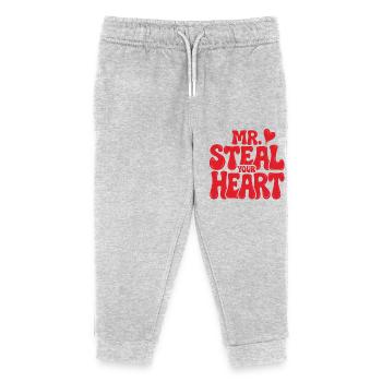 Mr Steal Your Heart Romantisches Valentinstag - Kinder Organic Jogginghose Mini Mover von Stanley/Stella - Grau meliert - Vorne