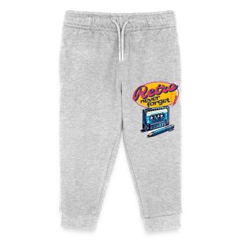 Retro Cassette and Pen Never Forget Cool Fun - Kids Organic Sweatpants by Stanley/Stella - heather grey - Front