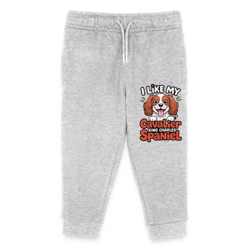 I like my Cavalier King Charles Spaniel Hundeliebe - Kinder Organic Jogginghose Mini Mover von Stanley/Stella - Grau meliert - Vorne