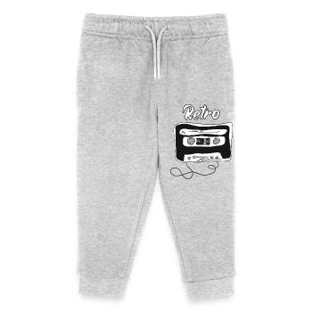 Retro Kassette Design - Kinder Organic Jogginghose Mini Mover von Stanley/Stella - Grau meliert - Vorne