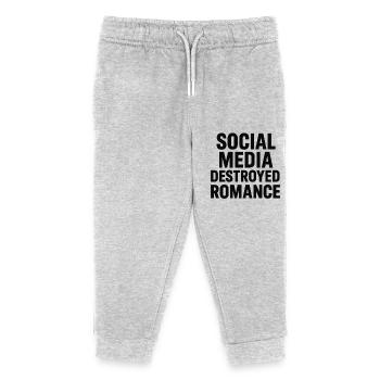 Social media destroys romance - Kids Organic Sweatpants by Stanley/Stella - heather grey - Front