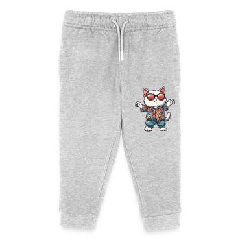 Cat Comic Holiday - Kids Organic Sweatpants by Stanley/Stella - heather grey - Front