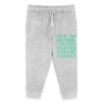 Funny Car Mechanic Solve Problems Sarcastic Quote - Kids Organic Sweatpants by Stanley/Stella - heather grey - Front