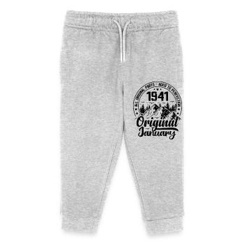 1941 January Original 83 Years Anniversary Gift - Kids Organic Sweatpants by Stanley/Stella - heather grey - Front