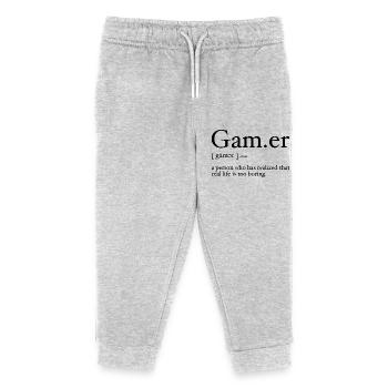 Gamer Definition for Video Game Fans - Kids Organic Sweatpants by Stanley/Stella - heather grey - Front