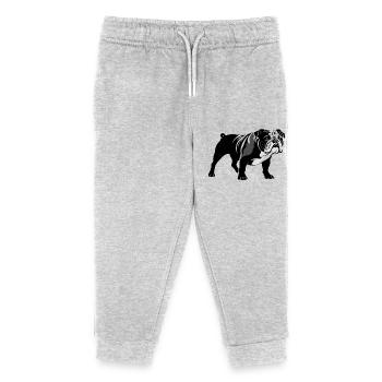 Bulldog - Pet Sticker - Kinder Organic Jogginghose Mini Mover von Stanley/Stella - Grau meliert - Vorne