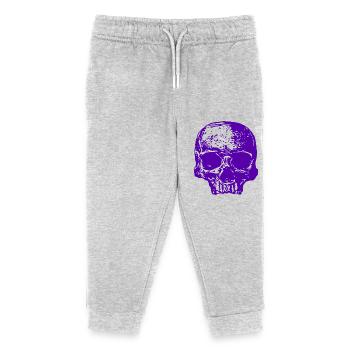 Crâne violet - Pantalon de jogging enfant bio Stanley/Stella - gris chiné - Devant