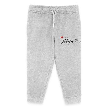Maja Nom Prénom Calligraphie Coeur - Pantalon de jogging enfant bio Stanley/Stella - gris chiné - Devant