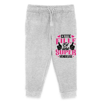 Cette Fille Est Une Super Vendeuse - Pantalon de jogging enfant bio Stanley/Stella - gris chiné - Devant