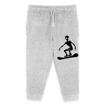 Minimalistisches Design: Alien Snowboarder - Kinder Organic Jogginghose Mini Mover von Stanley/Stella - Grau meliert - Vorne