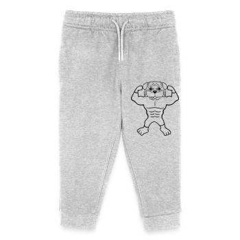 Hund Bodybuilder Stark Muskeln Gym Gewichtheben - Kinder Organic Jogginghose Mini Mover von Stanley/Stella - Grau meliert - Vorne
