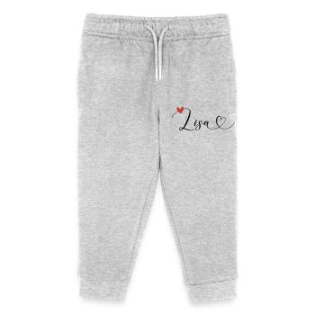 Lisa Nom Prénom Calligraphie Coeur - Pantalon de jogging enfant bio Stanley/Stella - gris chiné - Devant