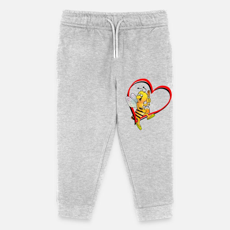 Biene mit Herz - Kinder Organic Jogginghose Mini Mover von Stanley/Stella - Grau meliert