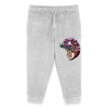 Elch Hirsch Fantasy Schmetterlinge Hirschkopf - Kinder Organic Jogginghose Mini Mover von Stanley/Stella - Grau meliert - Vorne
