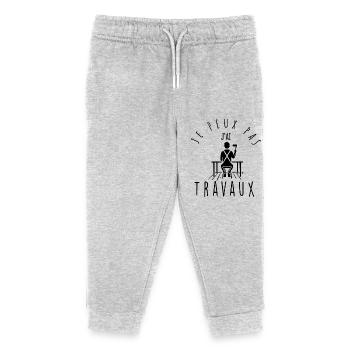 Je peux pas, j'ai travaux. - Pantalon de jogging enfant bio Stanley/Stella - gris chiné - Devant