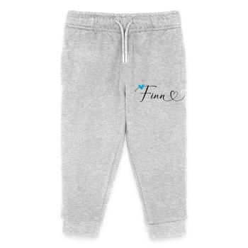 Finn Nom Prénom Calligraphie Coeur - Pantalon de jogging enfant bio Stanley/Stella - gris chiné - Devant