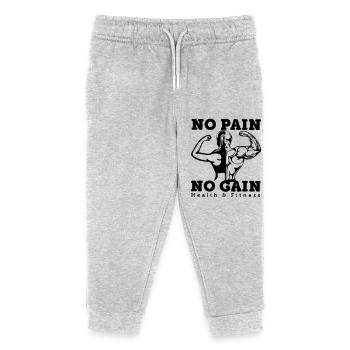 no pain no gain - Kids Organic Sweatpants by Stanley/Stella - heather grey - Front