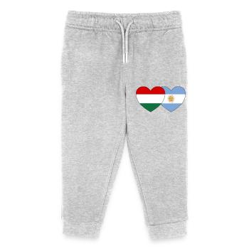 Ungarn Argentinien Flagge Herz - Kinder Organic Jogginghose Mini Mover von Stanley/Stella - Grau meliert - Vorne
