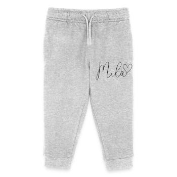 Mila Name Vorname Mädchen - Kinder Organic Jogginghose Mini Mover von Stanley/Stella - Grau meliert - Vorne