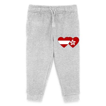 Austria Hong Kong Flag Heart - Kids Organic Sweatpants by Stanley/Stella - heather grey - Front