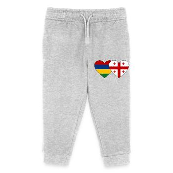 Mauritius Georgia Flag Heart - Kids Organic Sweatpants by Stanley/Stella - heather grey - Front