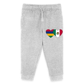 Mauritius Mexico Flag Heart - Kids Organic Sweatpants by Stanley/Stella - heather grey - Front