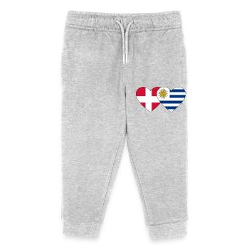 Danemark Uruguay Drapeau du cœur - Pantalon de jogging enfant bio Stanley/Stella - gris chiné - Devant