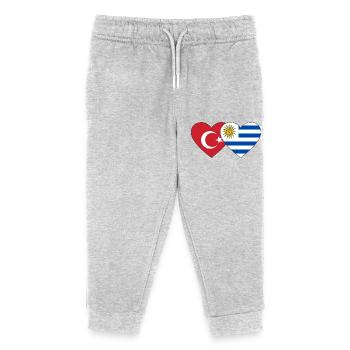 Türkei Uruguay Herz Flagge - Kinder Organic Jogginghose Mini Mover von Stanley/Stella - Grau meliert - Vorne