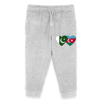 Pakistan Azerbaijan Flag Heart - Kids Organic Sweatpants by Stanley/Stella - heather grey - Front