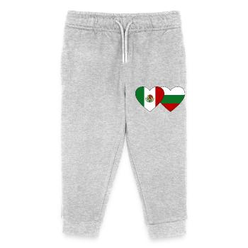 Mexico Bulgaria flag heart - Kids Organic Sweatpants by Stanley/Stella - heather grey - Front