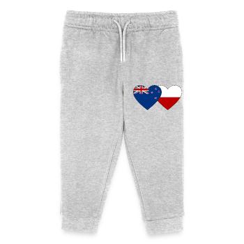 Nouvelle-Zélande Pologne Flag Heart - Pantalon de jogging enfant bio Stanley/Stella - gris chiné - Devant