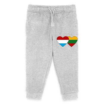 Luxembourg Lithuania Flag Heart - Kids Organic Sweatpants by Stanley/Stella - heather grey - Front