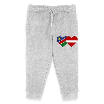 Namibia Latvia Flag Heart - Kids Organic Sweatpants by Stanley/Stella - heather grey - Front