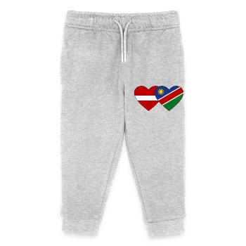 Latvia Namibia Flag Heart - Kids Organic Sweatpants by Stanley/Stella - heather grey - Front