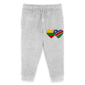 Litauen Namibia Flagge Herz - Kinder Organic Jogginghose Mini Mover von Stanley/Stella - Grau meliert - Vorne