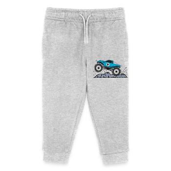 Monster Truck Birthday 9 Turquoise - Kids Organic Sweatpants by Stanley/Stella - heather grey - Front