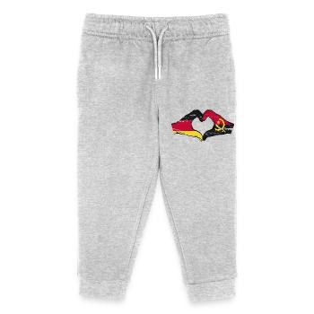 Germany Angola Flag Hands Heart Shape Used - Kids Organic Sweatpants by Stanley/Stella - heather grey - Front