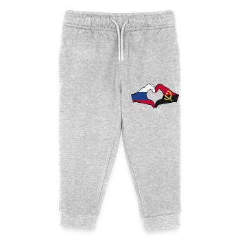Russia Angola Flag Hands Heart Shape - Kids Organic Sweatpants by Stanley/Stella - heather grey - Front