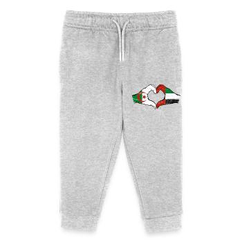 Algérie Émirats Arabes Unis Drapeau Coeur - Pantalon de jogging enfant bio Stanley/Stella - gris chiné - Devant